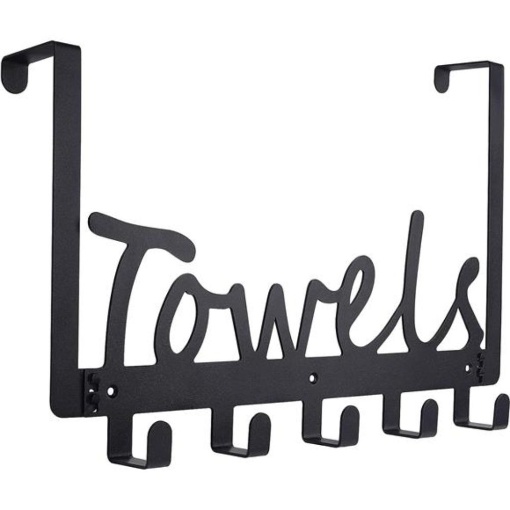 Over The Door Hooks Towel Rack Holder Heavy-Duty Organizer on Bathroom Cabinet